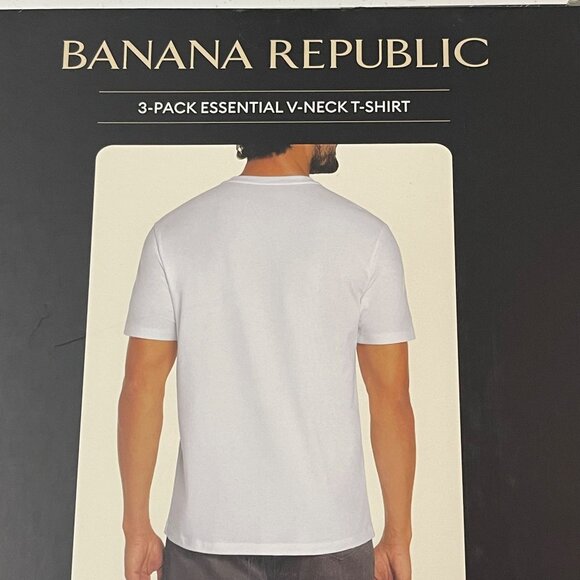 Banana Republic 3-Pack Essential V-Neck T-Shirts XL ,Cotton Stretch, White - Picture 6 of 11